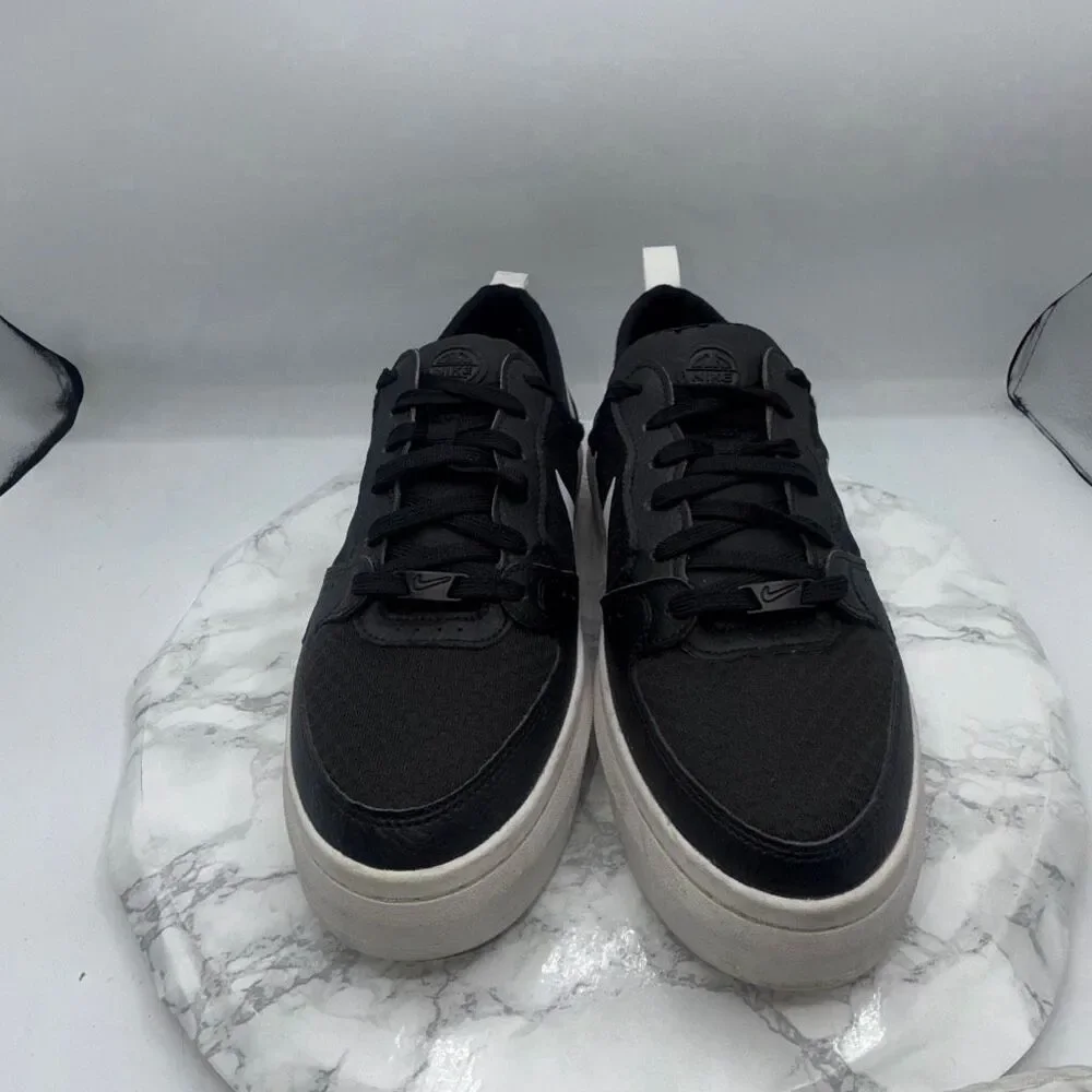 NIKE Court Vision Alta TXT Black White Platform Sneakers-9